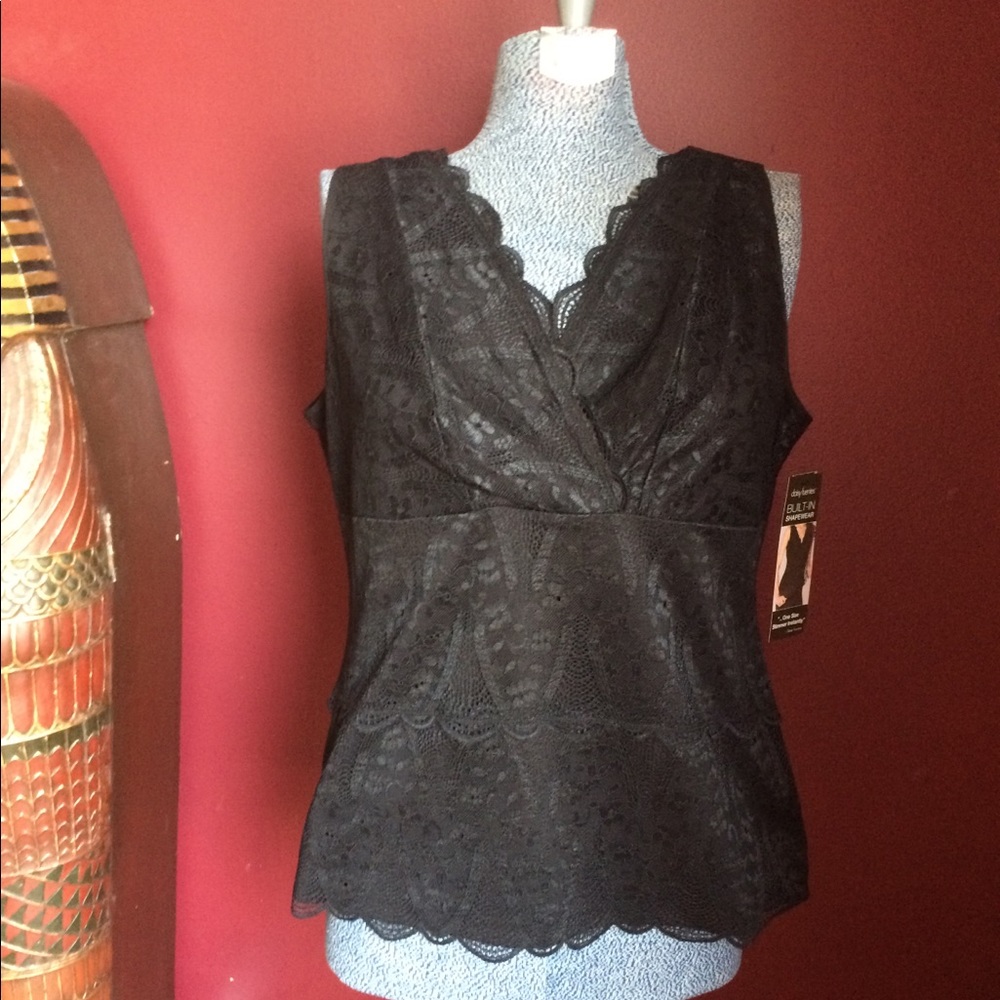 Daisy Fuentes XL Black Lace Slimming Solutions Top